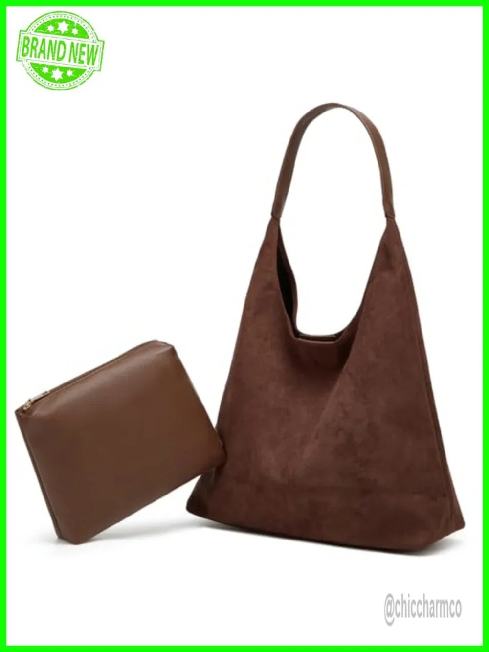 2 Pcs Suede Hobo Bags Crescent Satchel Shoulder Crossbody Purse Top-handle Tote